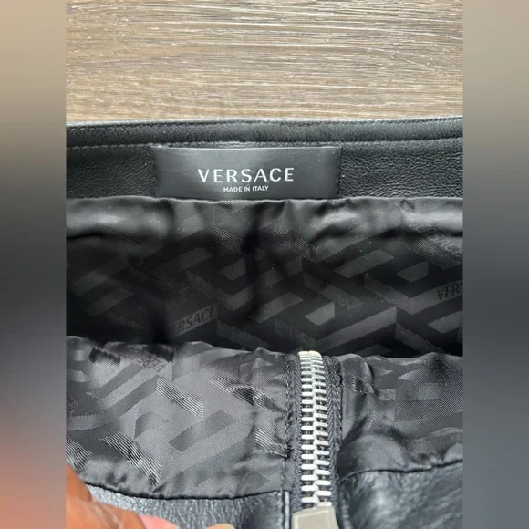 Versace Medusa 95 Leather Mini Skirt